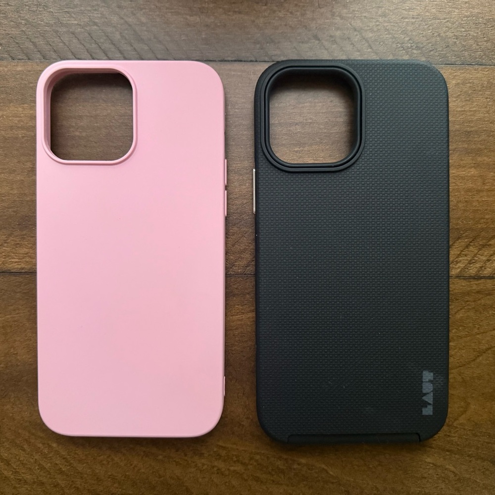 iPhone 13 Pro Max Pink and Black Phone Case bundle